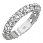 Обручальное кольцо с бриллиантом из белого золота 750 пробы