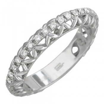 Обручальное кольцо с бриллиантом из белого золота 01О676557