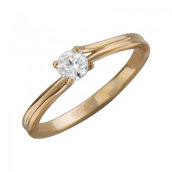 Кольцо с бриллиантом из красного золота 01К612976