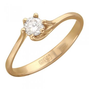 Кольцо с бриллиантом из красного золота 01К613187