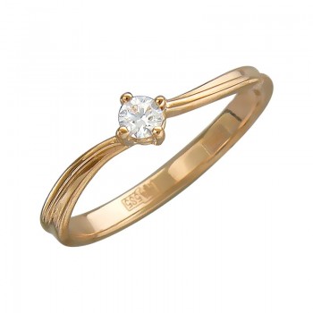 Кольцо с бриллиантом из красного золота 01К613627