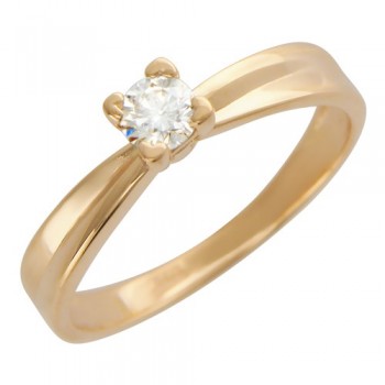 Кольцо с бриллиантом из красного золота 01К614417
