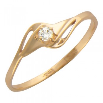 Кольцо с бриллиантом из красного золота 01К614720