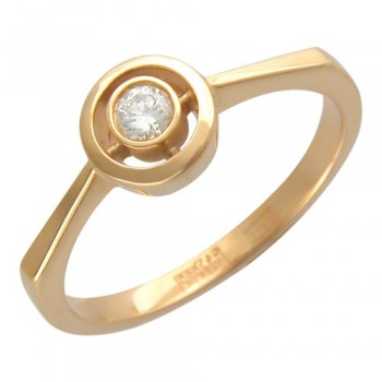 Кольцо с бриллиантом из красного золота 01К615041