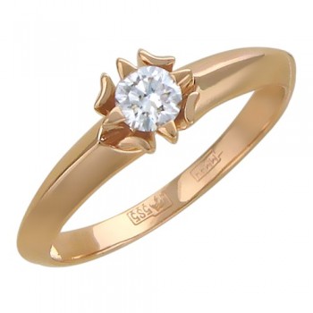 Кольцо с бриллиантом из красного золота 01К615125