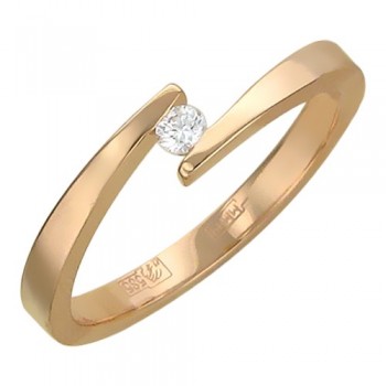 Кольцо с бриллиантом из красного золота 01К615532