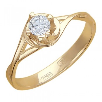 Кольцо с бриллиантом из красного золота 01К615750