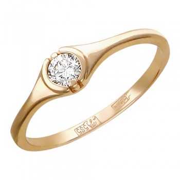 Кольцо с бриллиантом из красного золота 01К615754