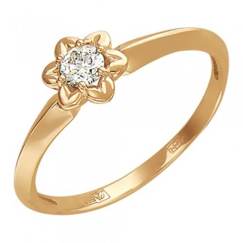 Кольцо с бриллиантом из красного золота 01К616718
