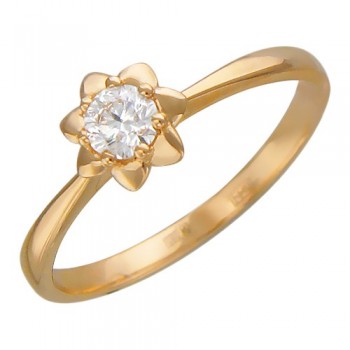 Кольцо с бриллиантом из красного золота 01К616719