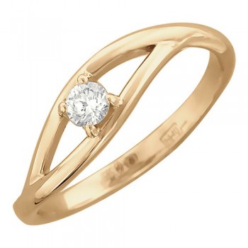 Кольцо с бриллиантом из красного золота 01К616726