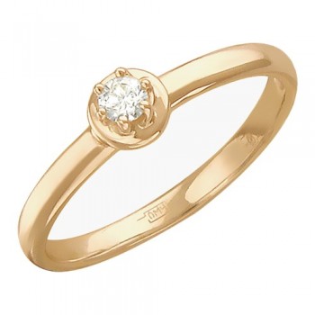 Кольцо с бриллиантом из красного золота 01К616727