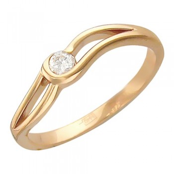 Кольцо с бриллиантом из красного золота 01К616731