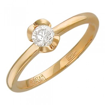 Кольцо с бриллиантом из красного золота 01К616738