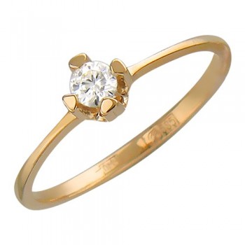 Кольцо с бриллиантом из красного золота 01К616778