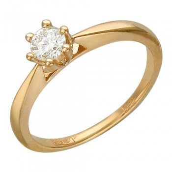 Кольцо с бриллиантом из красного золота 01К616779