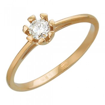 Кольцо с бриллиантом из красного золота 01К616780