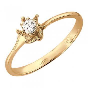Кольцо с бриллиантом из красного золота 01К616783
