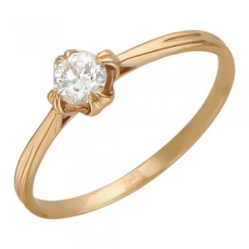 Кольцо с бриллиантом из красного золота 01К616784