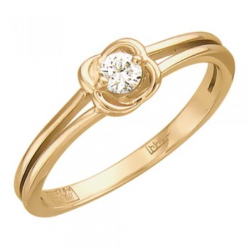 Кольцо с бриллиантом из красного золота 01К616809