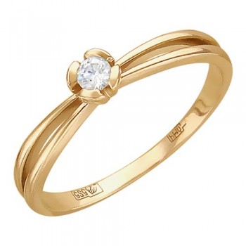 Кольцо с бриллиантом из красного золота 01К616810