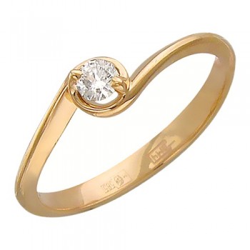 Кольцо с бриллиантом из красного золота 01К616812