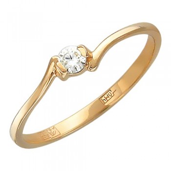 Кольцо с бриллиантом из красного золота 01К616866