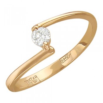 Кольцо с бриллиантом из красного золота 01К616872