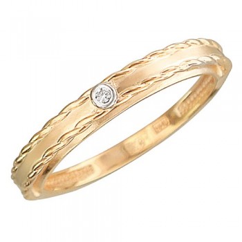 Кольцо с бриллиантом из красного золота 01К617414