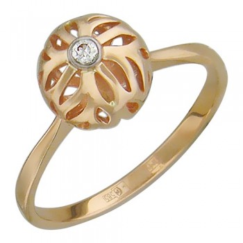 Кольцо с бриллиантом из красного золота 01К617502