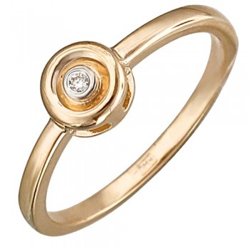 Кольцо с бриллиантом из красного золота 01К617570