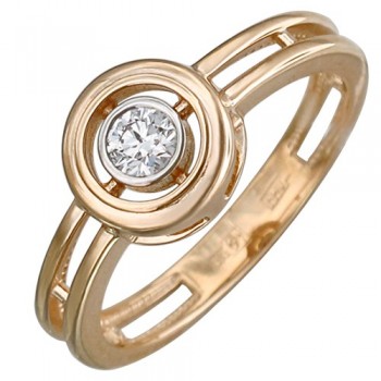 Кольцо с бриллиантом из красного золота 01К617581