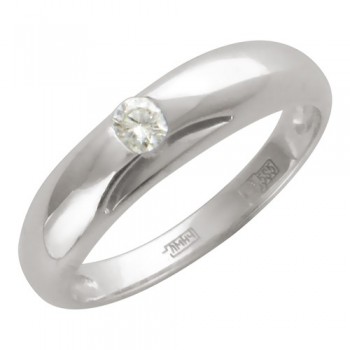 Кольцо с бриллиантом из белого золота 01К625042