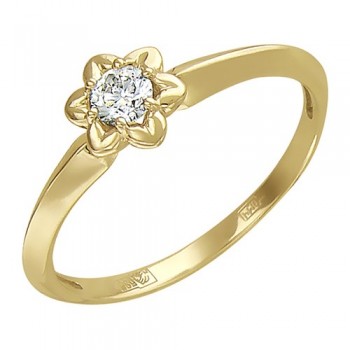 Кольцо с бриллиантом из желтого золота 01К636718