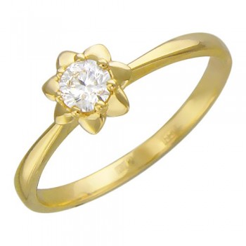 Кольцо с бриллиантом из желтого золота 01К636719
