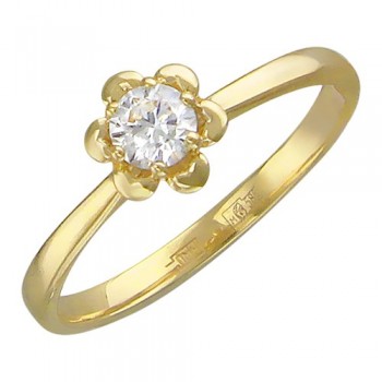 Кольцо с бриллиантом из желтого золота 01К636720