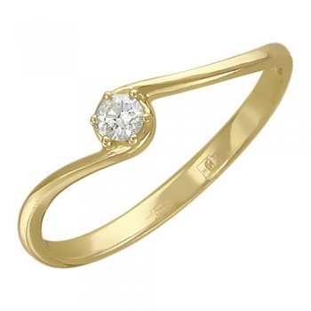 Кольцо с бриллиантом из желтого золота 01К636725