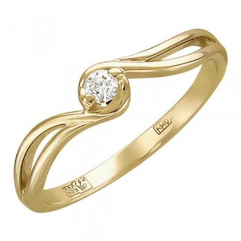 Кольцо с бриллиантом из желтого золота 01К636734
