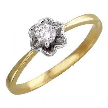 Кольцо с бриллиантом из желтого золота 01К636774