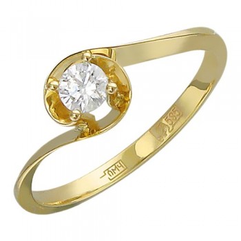 Кольцо с бриллиантом из желтого золота 01К636775