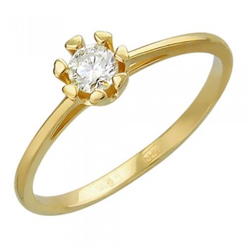 Кольцо с бриллиантом из желтого золота 01К636780