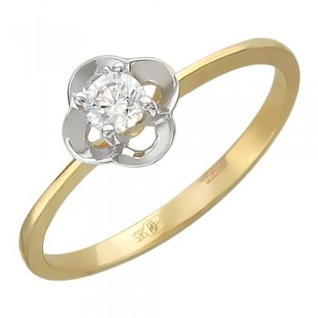 Кольцо с бриллиантом из желтого золота 01К636781
