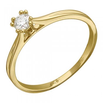 Кольцо с бриллиантом из желтого золота 01К636782