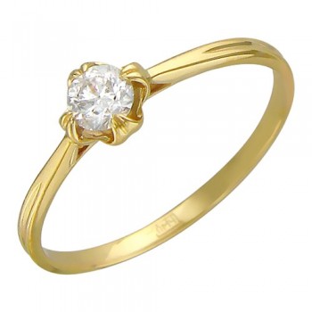 Кольцо с бриллиантом из желтого золота 01К636784