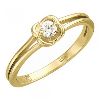 Кольцо с бриллиантом из желтого золота 01К636809