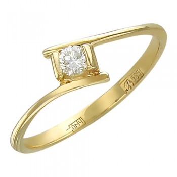 Кольцо с бриллиантом из желтого золота 01К636867
