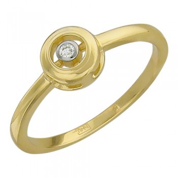 Кольцо с бриллиантом из желтого золота 01К637580