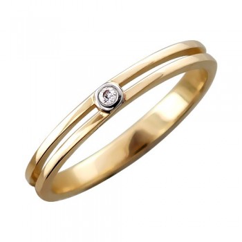 Кольцо с бриллиантом из желтого золота 01К637880
