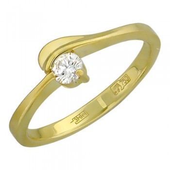 Кольцо с бриллиантом из желтого золота 01К642423