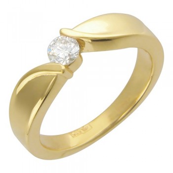 Кольцо с бриллиантом из желтого золота 01К644365